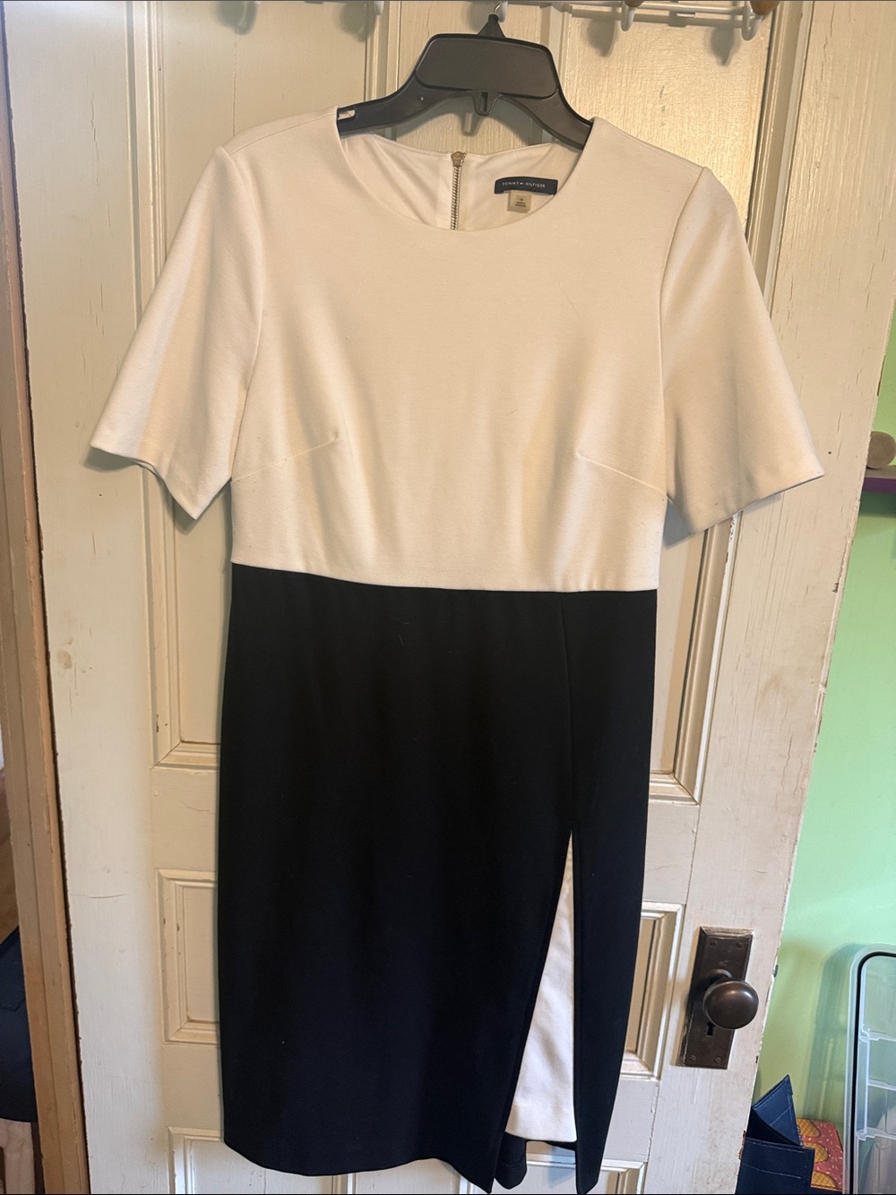 Tommy Hilfiger Black and White Colorblock Midi Dress